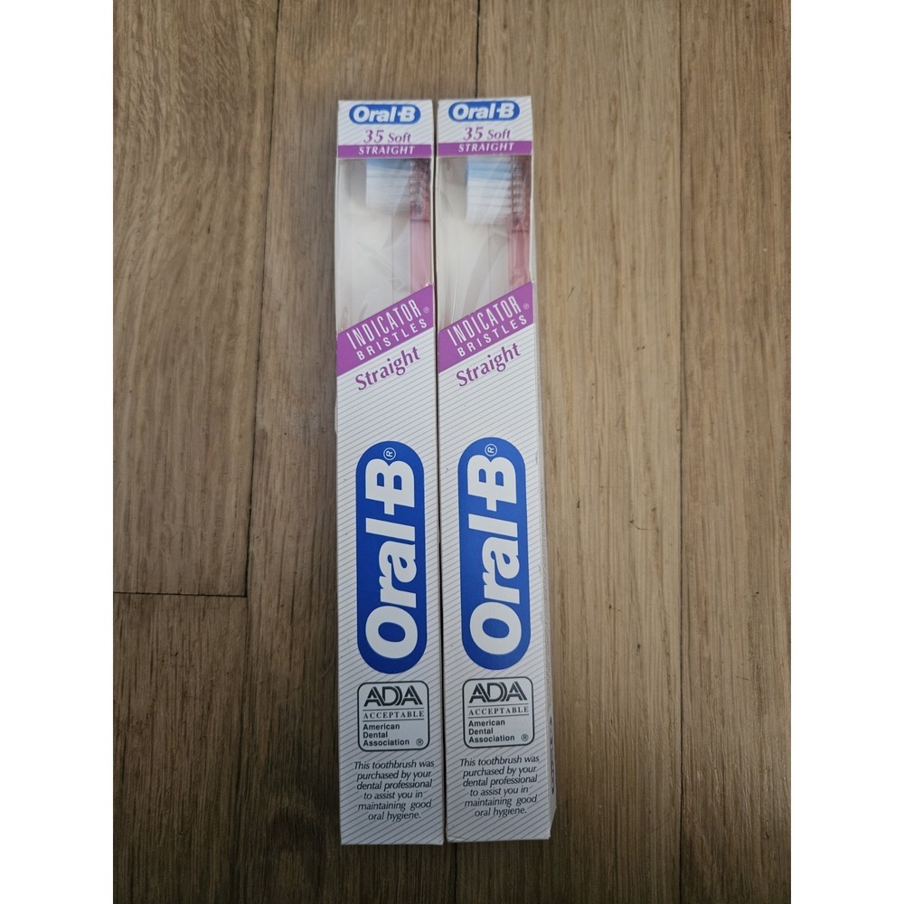 Vintage Lot 2 Oral B Advantage 35 Soft Straight Indicator Toothbrush 1993 New‎